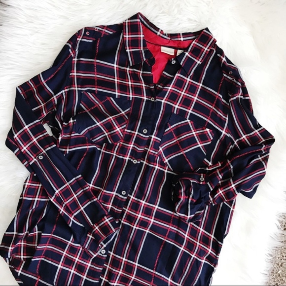 Westbound Blue Button Down Top Medium NWT